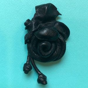 Valentino Style Leather Necklace/Brooch